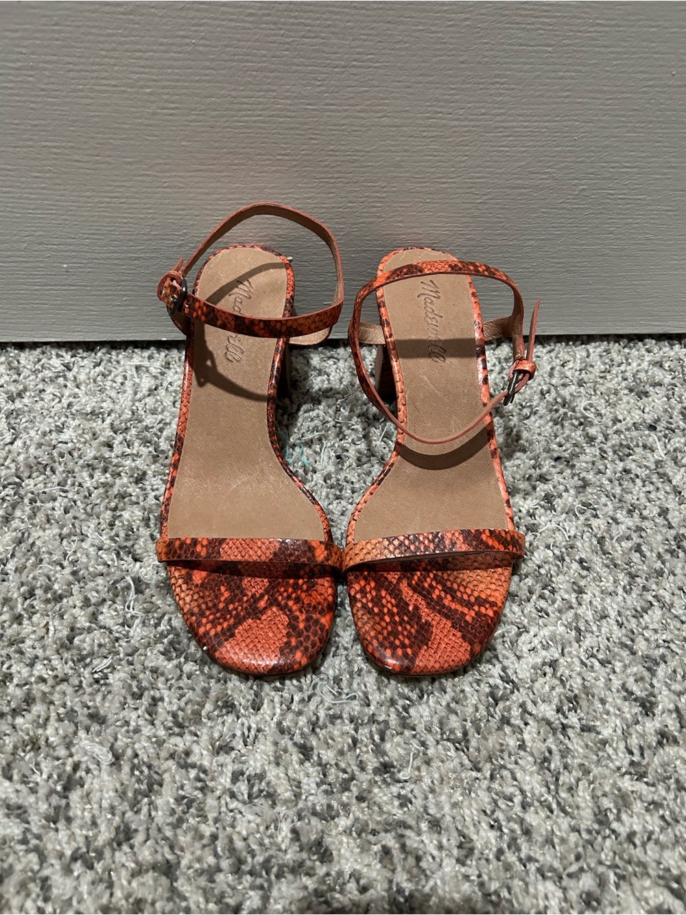 Madewell Holly Ankle Strap Snake Embossed Sweet Tulip Multi 6.5